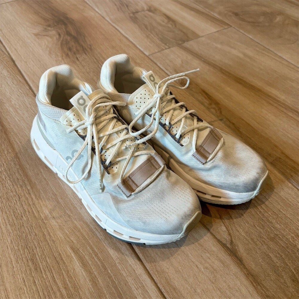 On Running Cloudnova 2 Sneakers Unisex Beige White Lace-Up Walking Gym